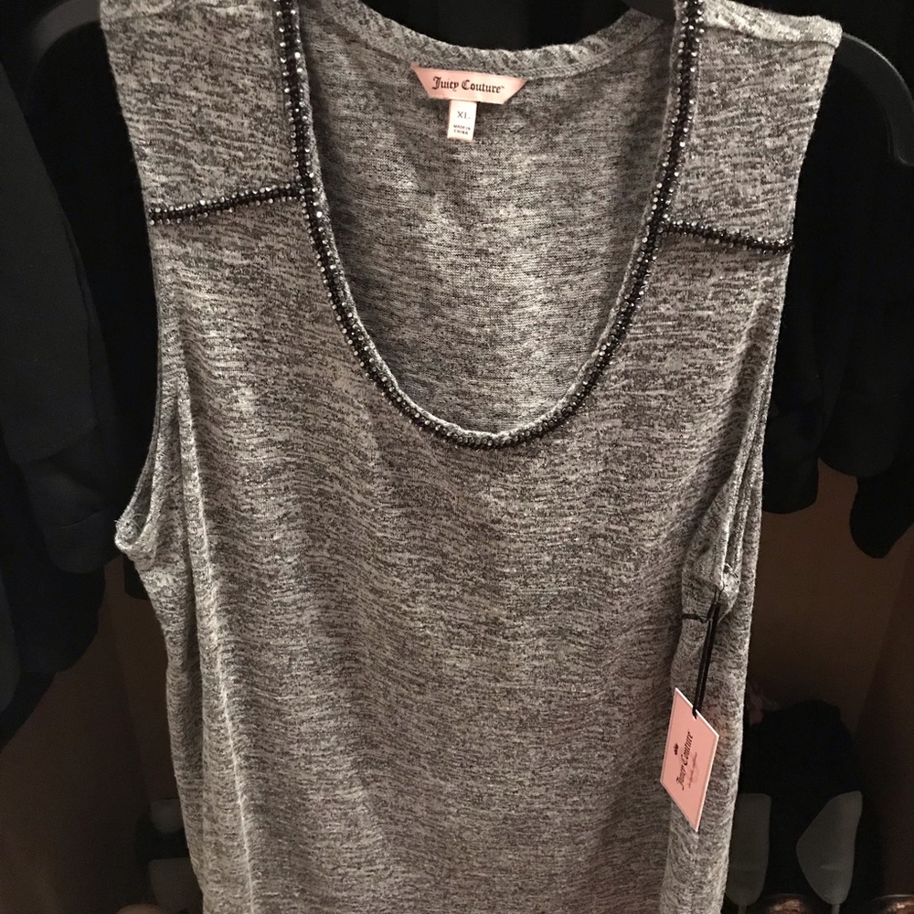 Juicy Couture Gray Sleeveless Top- XL NWT & bling